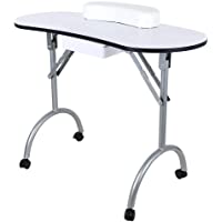 Los mejores  - T-LoVendo 8.606 Mesa de Manicura Plegable con Ruedas - Blanca